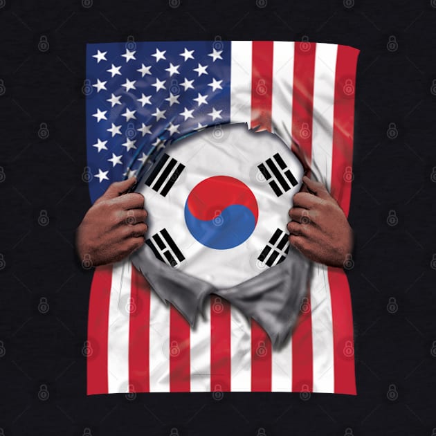 South Korea Flag American Flag Ripped - Gift for South Korean From South Korea by Country Flags